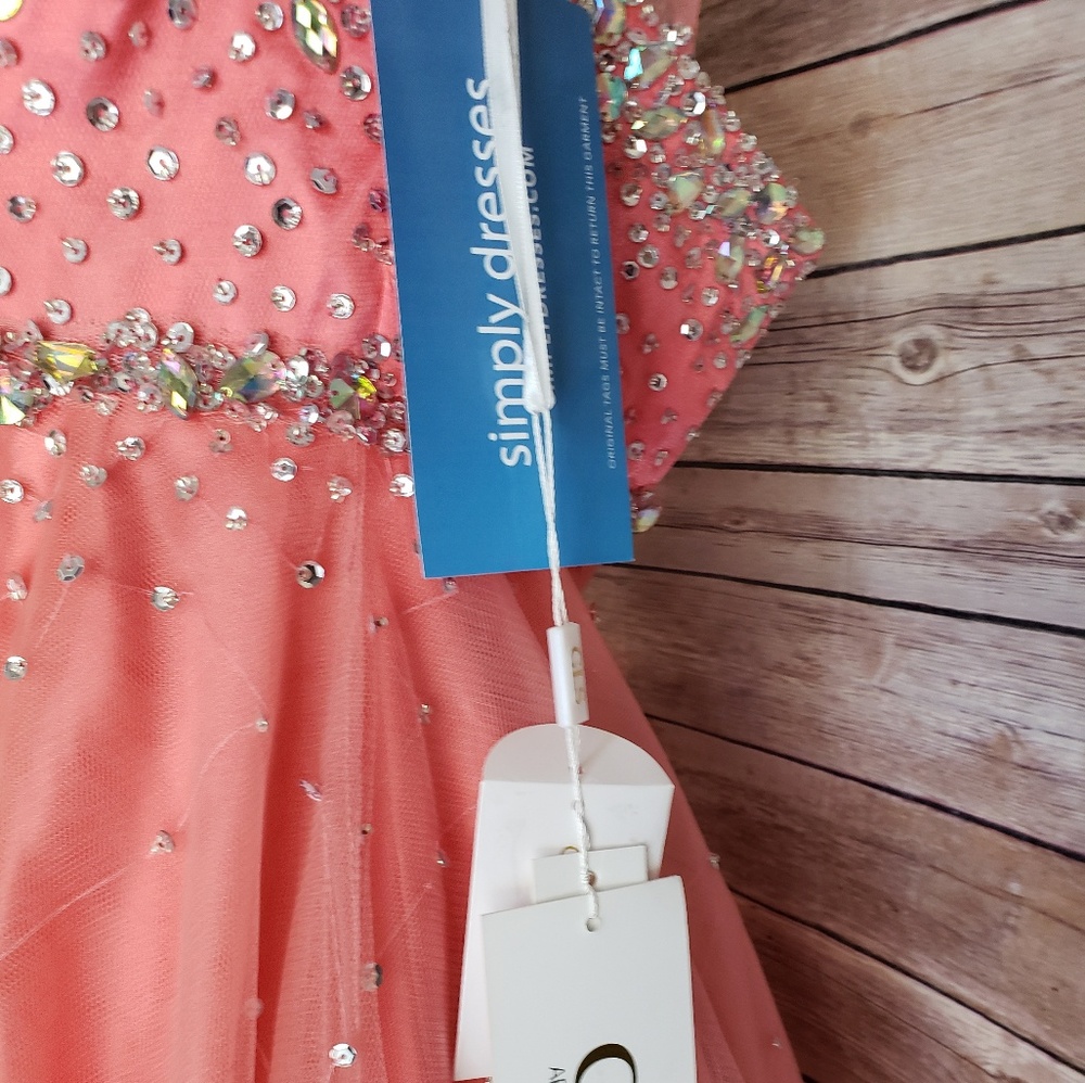 NWT Coral Sequin Jewel Homecoming/Prom Dress - Picture 2 of 6
